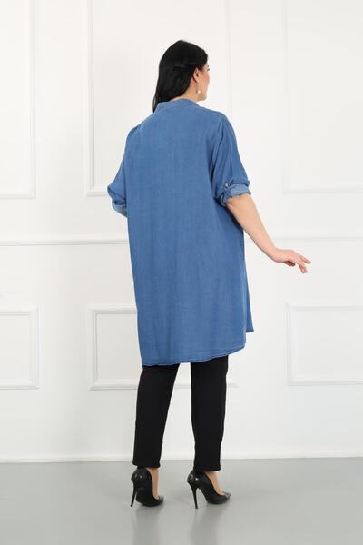 By Alba Collection Γυναικείο τζιν ύφασμα μεγάλου μεγέθους τουνίκ