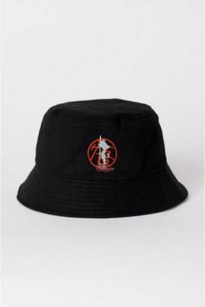 EFBUTİK Black Orange Anime Fisherman Hat Bucket Hat