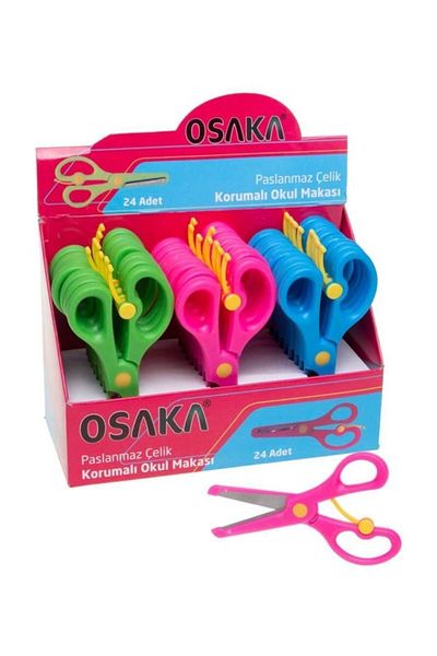 Osaka Student Scissors Green And Blue Protected Stainless Steel