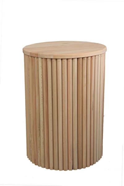 ERDEM MOBİLYA Yuvarlak Çıtalı Ham Cilasız Sehpa