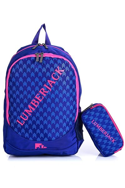 lumberjack 20308 School Backpack Set with Pen Holder Navy Blue-pink