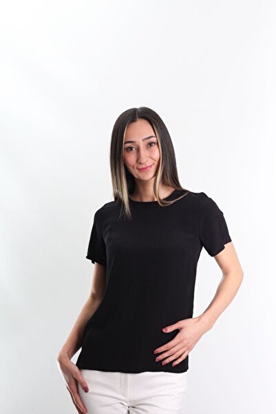 Blues Outlet بلوزة نسائية ذات نافذة خلفية - أسود