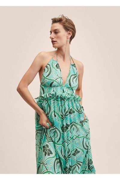 MANGO Woman Rückenfreies gemustertes Kleid