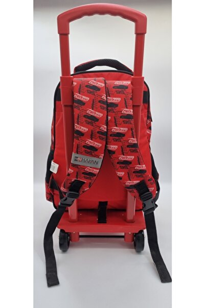 Hakan Çanta Kırmızı Şimşek Mcqueen Çekçekli Tekerlekli Okul Çantası 95373