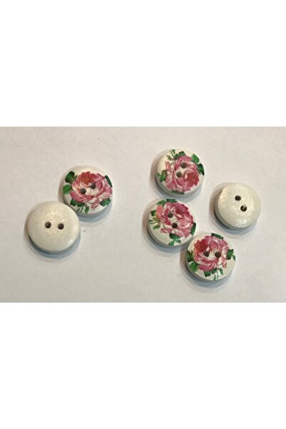 Öztürk Buton din lemn cu model pictat. 1,5 cm. Pachet de 6.