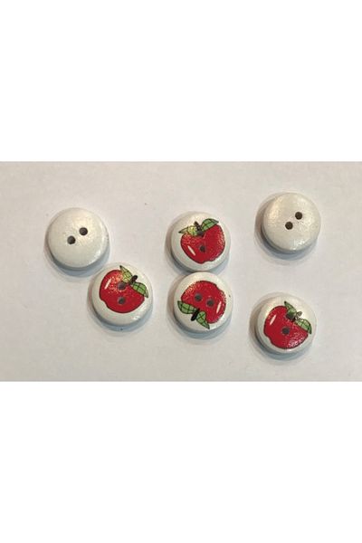 Öztürk Painted Patterned Wooden Button. 1.5cm. 6 Pack.
