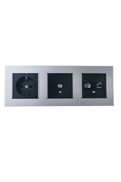 Netelsan Grounded Socket - Satellite Socket - Numeris Telephone Socket \ Black - Matte Silver