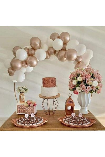 Party City Chrome Gold - Pastel White 20pcs Balloon Set