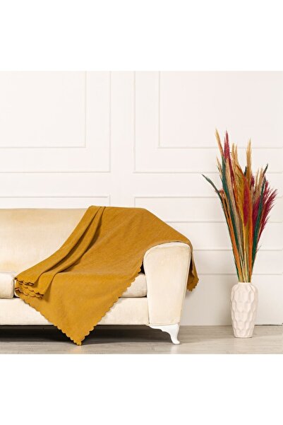 benimol Hardal Dokuma Kadife Şönil Düz Kumaş Çift Taraflı Koltuk Şalı Örtüsü ...
