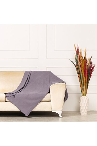 benimol Antrasit Fümedokuma Kadife Şönil Düz Kumaş Çift Taraflı Koltuk Şalı Ö...