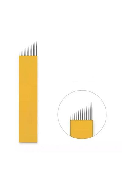 Prime 12 Pin Microblading Needle Number 12 Needle Yellow Blades 5 Pieces