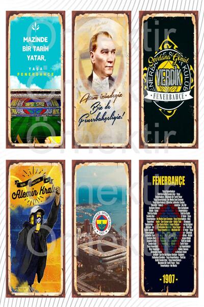 hediyeniburadabul Fenerbahçe Temalı 6 Parça Tablo Poster Seti