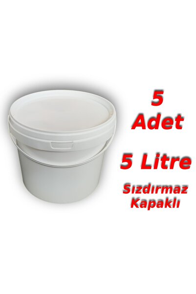 Decotone 5 Lt Plastik Kapaklı Kova Hobi Boya Gıda Yoğurt Kovası Beyaz 5 Adet Set