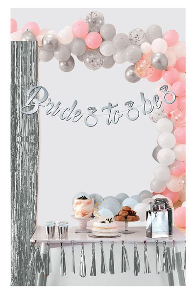 UĞUR BÖCEĞİ PARTY Πανό καλλιγραφίας Bride To Be σε ασημί χρώμα