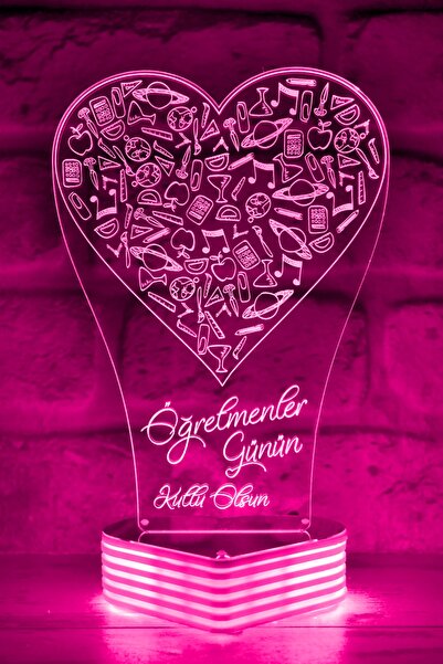 Genel Markalar Sevgili Öğretmenler Günü için 3D LED Lamba, Pembe, özel hediye...