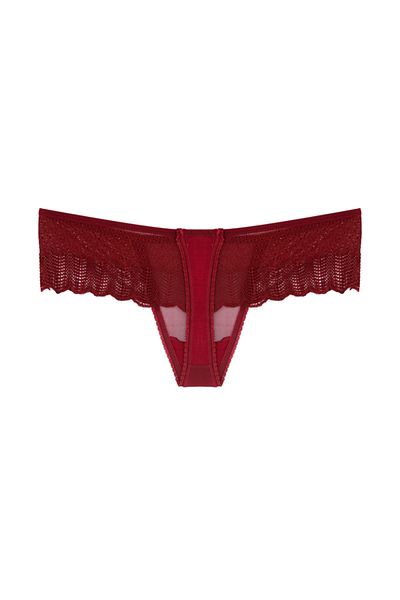 Zena Chiloți de damă din tul bordeaux cu dantelă laterală