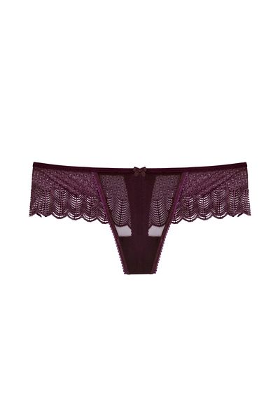 Zena Purple Front Tulle Lace Side Fancy Thong Women's Panties
