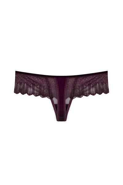 Zena Purple Front Tulle Lace Side Fancy Thong Women's Panties