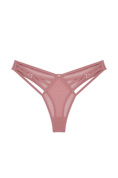 Zena Mink Front and Back Tulle Side Thread Fancy Thong Women's Panties