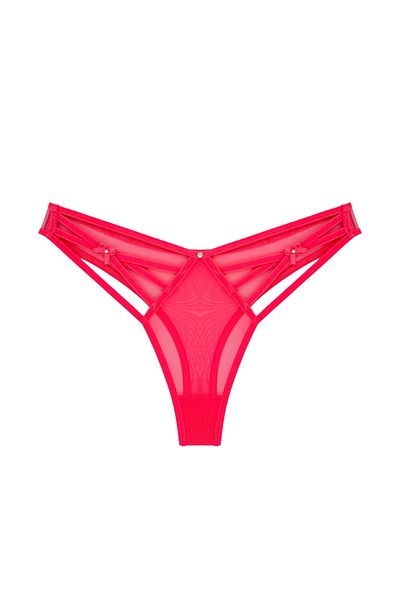 Zena Pomegranate Front and Back Tulle Side Thread Fancy Thong Women's Panties