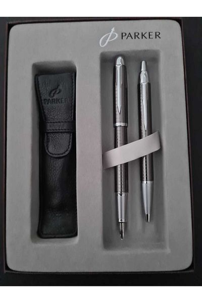 Parker Fountain Pen Ballpoint Pen Set Bright Square Patterned Brown
