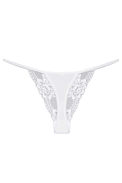 Zena Lace Front White Women's String Panties