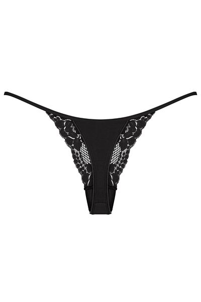 Zena Lace Detailed Black Women's String Panties