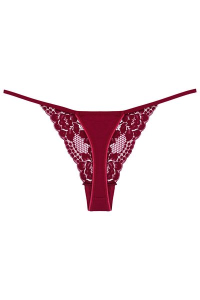 Zena Burgundy Lace Detailed String Women's Panties