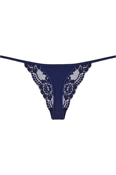 Zena Lace Detailed Navy Blue Women's String Panties