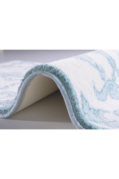 Confetti Shabby Damask 50X57 Blue Bathroom Rug