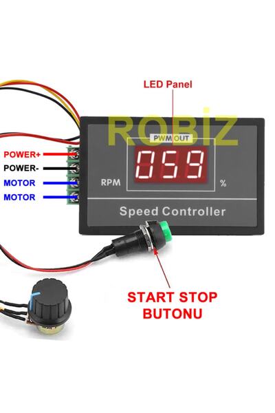 ROBİZ 30a 60v Dc Motor Hız Kontrol Devresi Panel Tip Potansiyometre