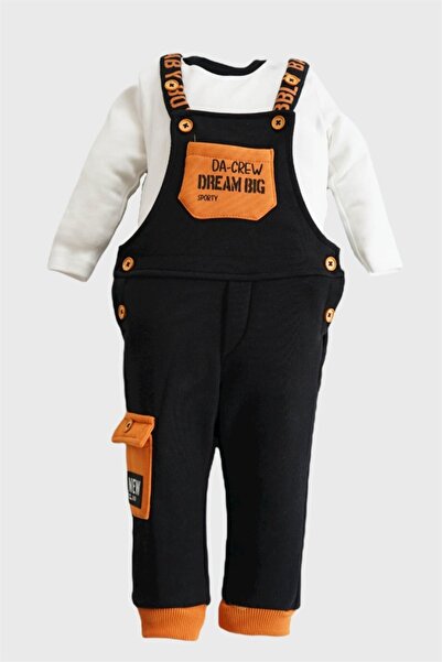 ipek atlas Baby Boy Suit with Pocket Detail, Long Sleeve Cotton Double Suit