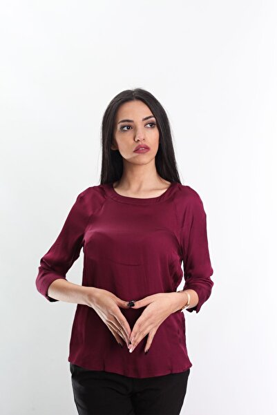 Blues Outlet Γυναικεία Πλισέ Σατέν Μπλούζα - Μωβ