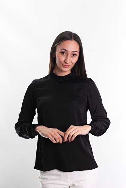 Blues Outlet Γυναικεία βελούδινη μπλούζα πέτο-Μαύρη