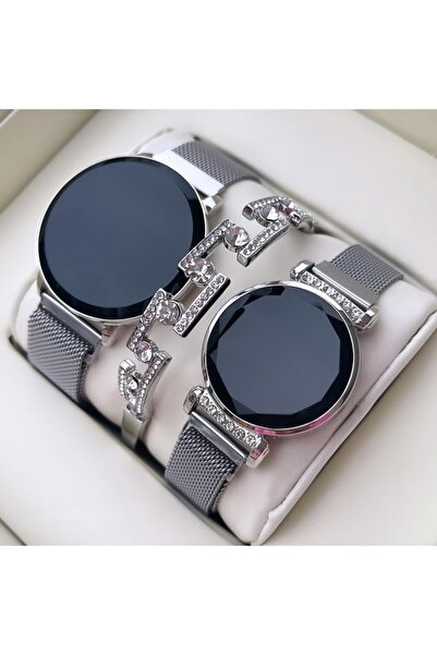 Spectrum Çift Kol Saati Metal Kordon Dokunmatik Led Sevgili Saatleri