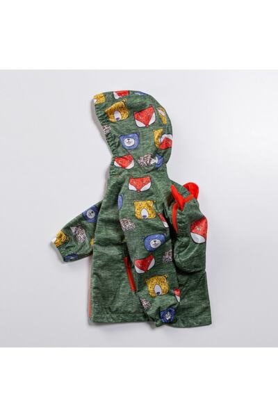 Midimod Gold Erkek Çocuk Çantalı Hayvan Figürlü Astarlı Yağmurluk