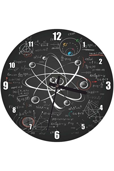 Cakatablo Atomik Araştırma Çizim Üzerinde Formüller Duvar Saati (çap 30x30 Cm)