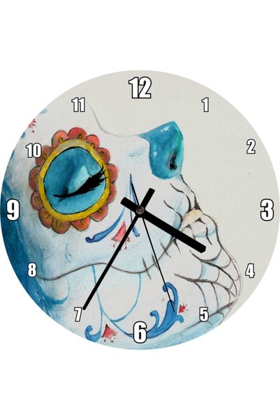 Cakatablo Day of the Dead Painted Face Wall Clock (Diameter 30X30 cm)