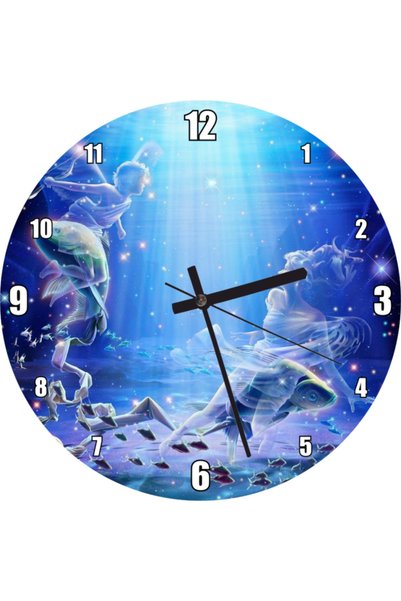 Generic Brand Nymph with Sagittarius and Pisces Wall Clock (Diameter 30X30 cm)