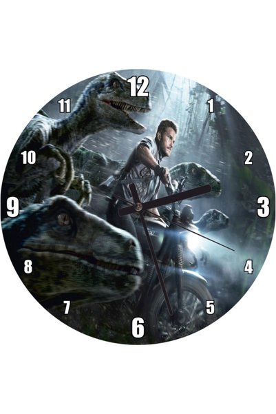 Generic Brand Jurassic World Motorized Chris Pratt and Raptors Wall Clock (Di...