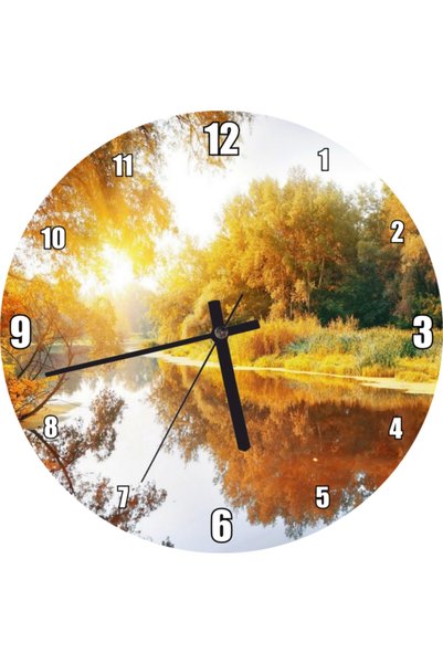 Cakatablo Clear River in the Forest in Autumn Visual Wall Clock (Diameter 30X...