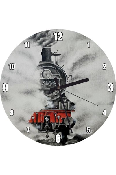 Cakatablo Black Wall Clock between Steam and Smoke (Diameter 30X30 cm)