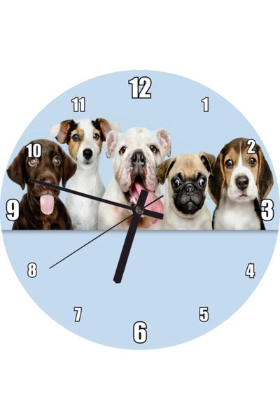 Cakatablo Cute 5 Dog Portrait Sky Background Wall Clock (Diameter 30X30 cm)