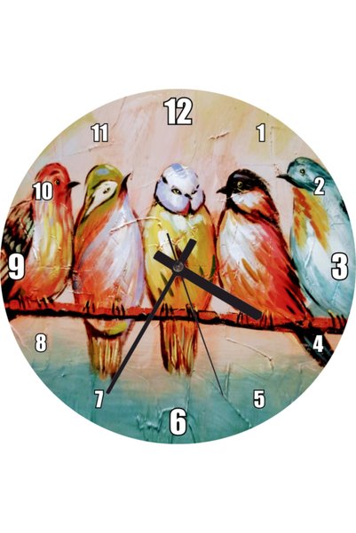 Cakatablo Colorful Bird on the Branch Artistic Visual Wall Clock (Diameter 30...