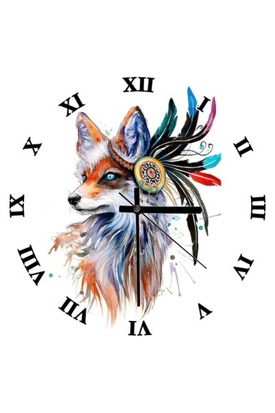 Cakatablo Native American Figured Fox Image Wall Clock (Diameter 30X30 cm)