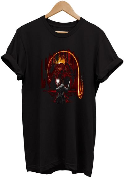 remonz Μπλουζάκι με στάμπα Balrog Gandalf της σειράς Lord of the Rings 100% βαμβακερό μεγάλο μέγεθος