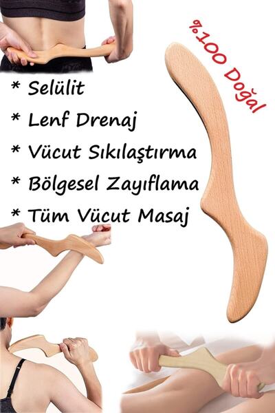 3 Selülit Giderici Ahşap Masaj Aleti Ve Akapunktur El Yapımı Lenf Drenaj % 100 Doğal