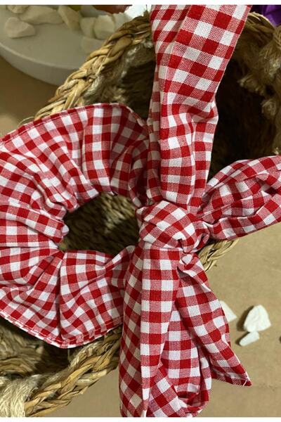perlina home Plaid Elastic Tied Buckle Red