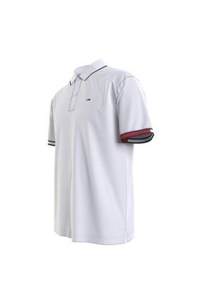 Tommy Jeans Polo Yaka Slim Fit Duz Beyaz Erkek Polo T shirt D0dmm12963 ybr tjm Reg Flag Cuffs P Fiyat Yorumlar Trendyol