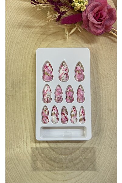 EMXTECH Badem Batik Desenli Ebruli Tak Ve Çık Takma Tırnak